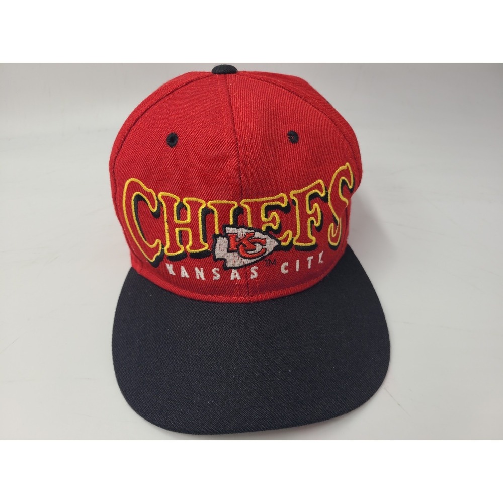 Vintage Kansas City Chiefs Snapback Hat Cap Wool Blend NFL Football Red Black